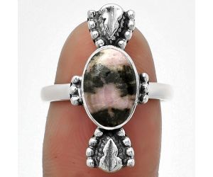 Natural Rhodonite Ring size-7 SDR183267 R-1126, 7x11 mm