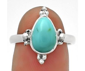 Natural Rare Turquoise Nevada Aztec Mt Ring size-7 SDR183308 R-1127, 7x11 mm