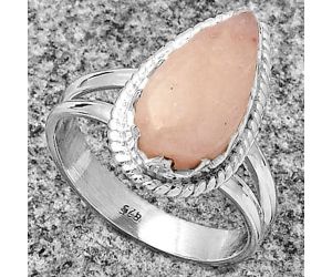 Natural Pink Scolecite Ring size-8.5 SDR183425 R-1474, 8x16 mm