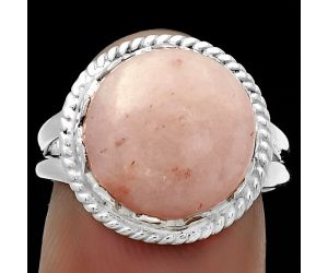 Natural Pink Scolecite Ring size-7 SDR183428 R-1474, 13x13 mm