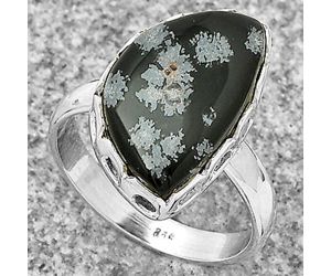 Natural Snow Flake Obsidian Ring size-8 SDR183497 R-1428, 12x19 mm