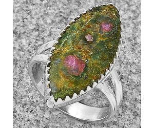 Natural Ruby In Fuchsite Ring size-7.5 SDR183613, 12x25 mm