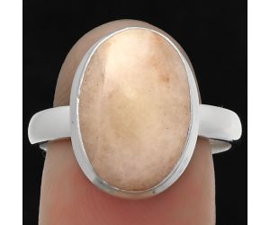 Natural Pink Scolecite Ring size-8.5 SDR183694 R-1156, 10x15 mm