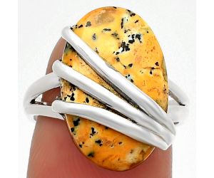Natural Russian Honey Dendrite Opal Ring size-7 SDR183731 R-1444, 12x18 mm