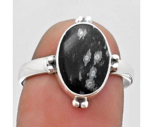 Natural Snow Flake Obsidian Ring size-8.5 SDR184045 R-1127, 9x13 mm