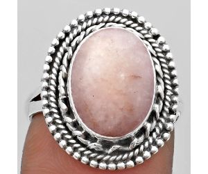 Natural Pink Scolecite Ring size-7 SDR184096 R-1447, 10x13 mm
