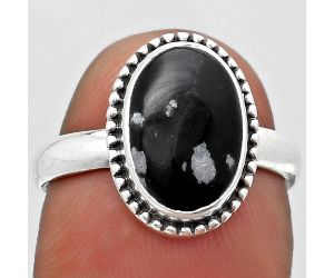 Natural Snow Flake Obsidian Ring size-7 SDR184101 R-1071, 8x12 mm