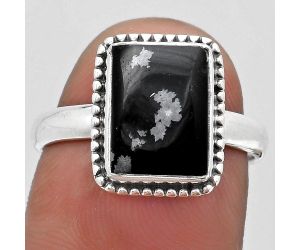 Natural Snow Flake Obsidian Ring size-8 SDR184145 R-1071, 8x11 mm