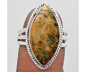 Natural Moroccan Yellow Jacket Jasper Ring size-8 SDR184298 R-1010, 12x23 mm