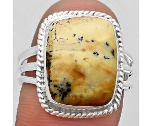 Natural Russian Honey Dendrite Opal Ring size-8.5 SDR184302 R-1010, 12x16 mm