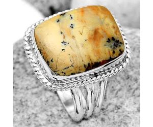 Natural Russian Honey Dendrite Opal Ring size-8.5 SDR184302 R-1010, 12x16 mm