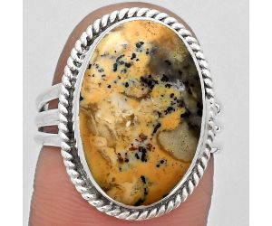 Natural Russian Honey Dendrite Opal Ring size-7 SDR184314, 13x19 mm