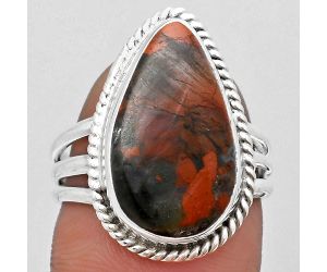 Natural Red Brecciated Jasper Ring size-7.5 SDR184334 R-1010, 11x19 mm