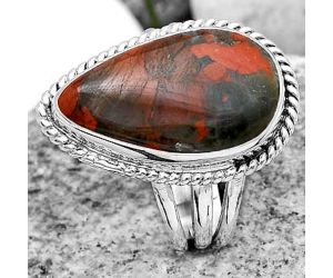 Natural Red Brecciated Jasper Ring size-7.5 SDR184334 R-1010, 11x19 mm