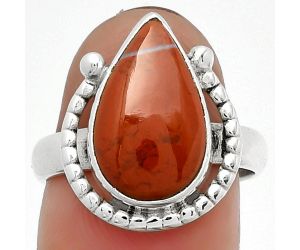 Natural Red Moss Agate Ring size-7.5 SDR184340 R-1518, 10x16 mm