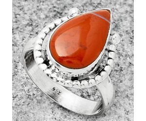 Natural Red Moss Agate Ring size-7.5 SDR184340 R-1518, 10x16 mm