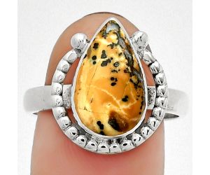 Natural Russian Honey Dendrite Opal Ring size-9 SDR184353, 9x15 mm