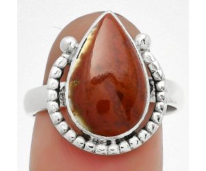 Natural Red Moss Agate Ring size-8.5 SDR184354 R-1518, 10x16 mm