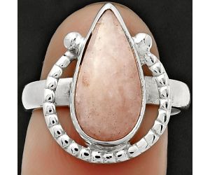 Natural Pink Scolecite Ring size-7.5 SDR184381 R-1518, 8x16 mm