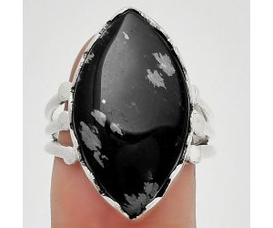 Natural Snow Flake Obsidian Ring size-8 SDR184406 R-1338, 14x24 mm