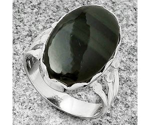 Natural Black Lace Obsidian Ring size-9.5 SDR184427 R-1338, 14x22 mm