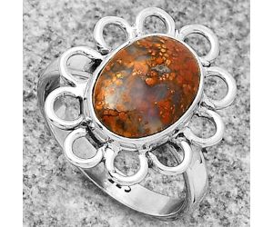 Natural Red Moss Agate Ring size-8.5 SDR184460 R-1527, 9x13 mm