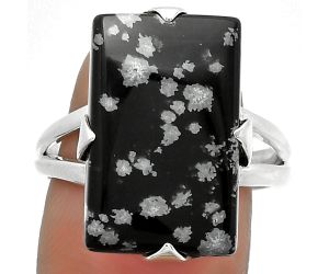 Natural Snow Flake Obsidian Ring size-9 SDR184493 R-1305, 12x19 mm