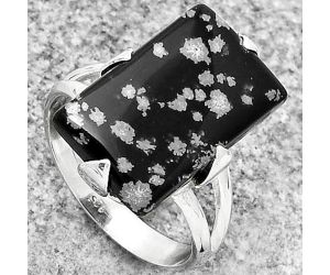 Natural Snow Flake Obsidian Ring size-9 SDR184493 R-1305, 12x19 mm