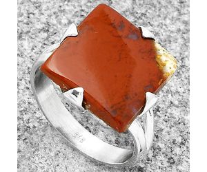 Natural Red Moss Agate Ring size-8 SDR184510 R-1305, 14x14 mm