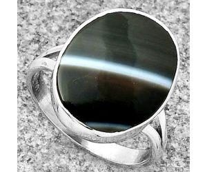 Natural Banded Onyx Ring size-8.5 SDR184546 R-1002, 14x18 mm