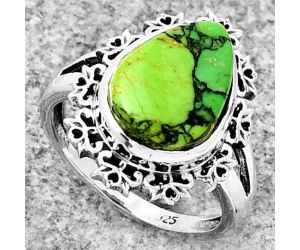 Natural Green Matrix Turquoise Ring size-8 SDR184570 R-1114, 10x14 mm