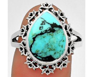 Lucky Charm Tibetan Turquoise Ring size-7.5 SDR184604 R-1114, 10x14 mm