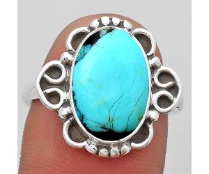 Lucky Charm Tibetan Turquoise Ring size-8.5 SDR185007 R-1131, 10x14 mm
