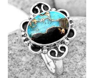 Shell In Black Blue Turquoise Ring size-8.5 SDR185028 R-1131, 10x12 mm