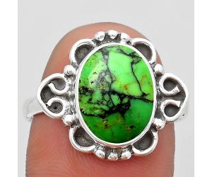 Natural Green Matrix Turquoise Ring size-8.5 SDR185029 R-1131, 10x12 mm