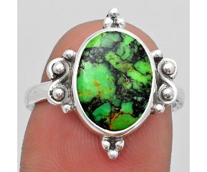 Natural Green Matrix Turquoise Ring size-8 SDR185056 R-1118, 9x13 mm
