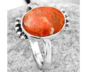 Natural Red Sponge Coral Ring size-7.5 SDR185095 R-1102, 9x13 mm