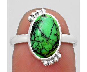 Natural Green Matrix Turquoise Ring size-7 SDR185101 R-1102, 9x13 mm