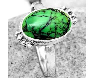 Natural Green Matrix Turquoise Ring size-7 SDR185101 R-1102, 9x13 mm