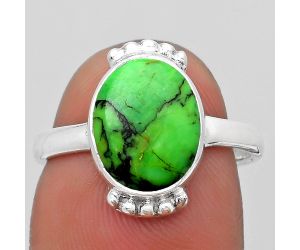 Natural Green Matrix Turquoise Ring size-7.5 SDR185110 R-1102, 9x11 mm