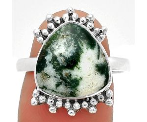 Natural Tree Weed Moss Agate - India Ring size-8.5 SDR185172 R-1223, 13x13 mm