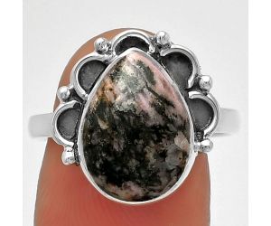 Natural Rhodonite Ring size-8.5 SDR185220 R-1216, 10x14 mm
