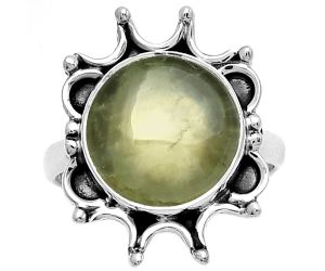 Natural Prehnite Ring size-8 SDR185310 R-1189, 13x13 mm