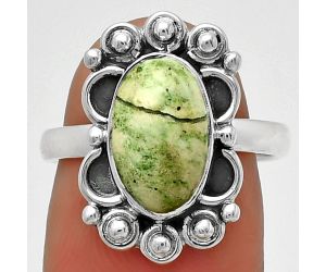 Natural Chrome Chalcedony Ring size-7 SDR185372 R-1207, 7x12 mm