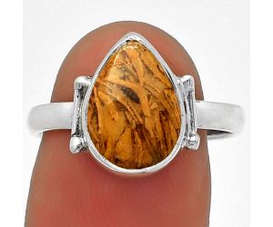 Coquina Fossil Jasper - India Ring size-7.5 SDR185385 R-1193, 8x12 mm