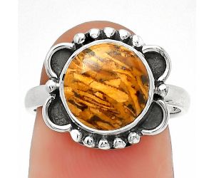 Natural Coquina Fossil Jasper - India Ring size-7 SDR185424 R-1103, 10x10 mm