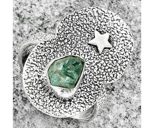 Star - Aqua Apatite Rough - Madagascar Ring size-8 SDR185465 R-1290, 6x8 mm