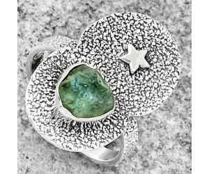 Star - Aqua Apatite Rough - Madagascar Ring size-9 SDR185471 R-1290, 8x8 mm