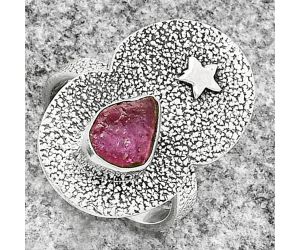 Star - Natural Pink Tourmaline Rough Ring size-7.5 SDR185473 R-1290, 6x9 mm