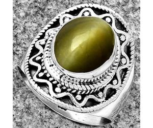 Natural Genuine Cats Eye Ring size-8 SDR185728 R-1501, 10x12 mm